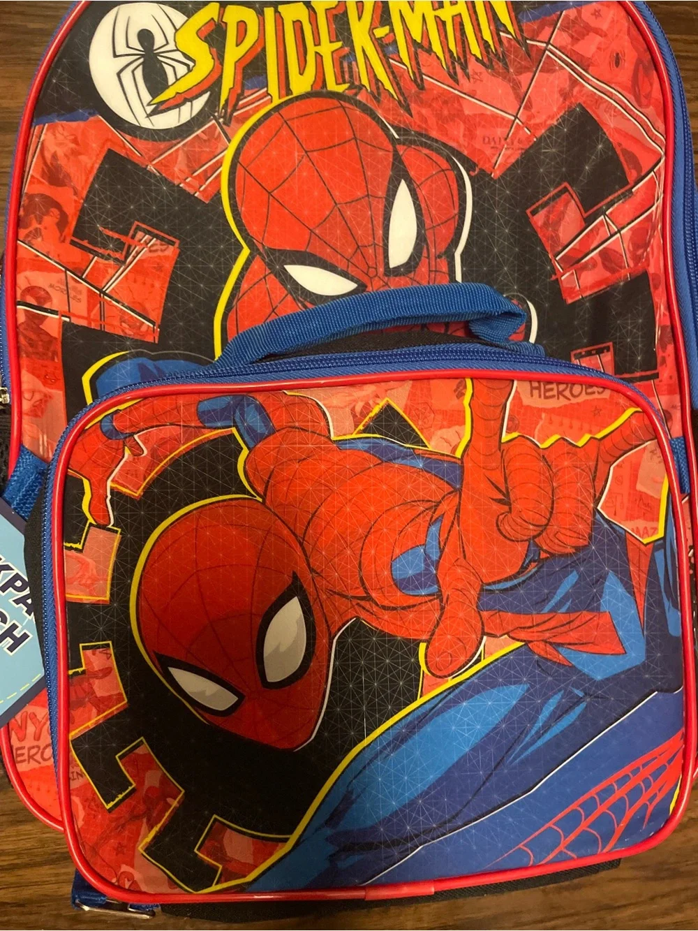 Spiderman Red and Blue Backpack Lunch Set with Bottle and Snack Box